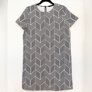 Zara Shift Dress Navy White Chevron Print Size M Mini Dress